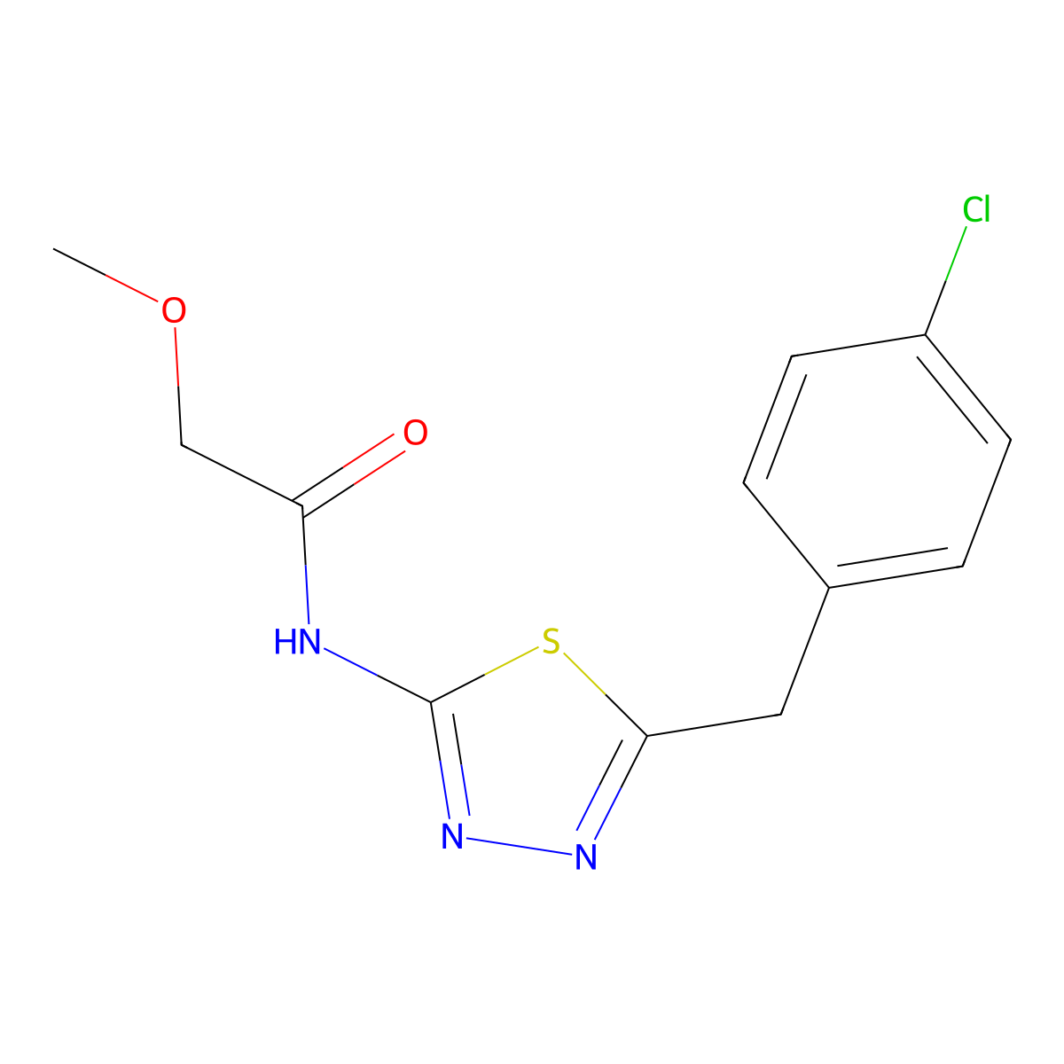 N-[5-[(4-chlorophenyl)methyl]-1,3,4-thiadiazol-2-yl]-2-methoxyacetamide molecular structure, CAS 636994-53-1