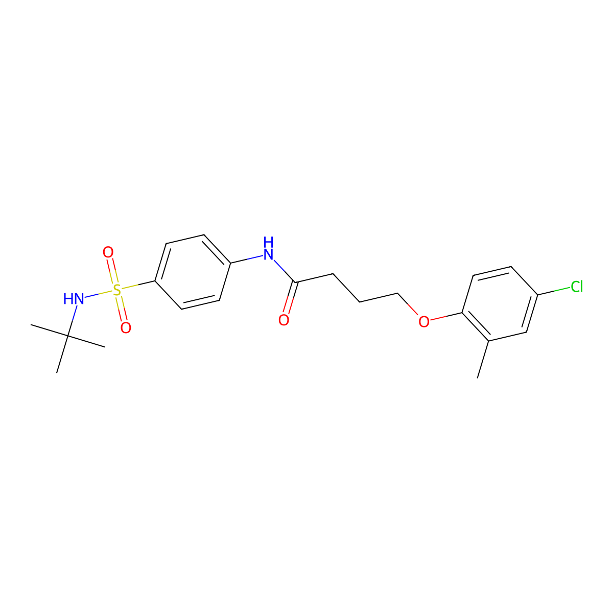 N-[4-(tert-butylsulfamoyl)phenyl]-4-(4-chloro-2-methylphenoxy)butanamide molecular structure, CAS 636994-57-5