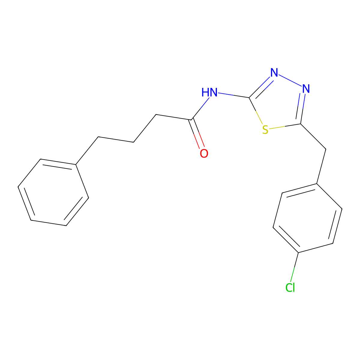 N-[5-(4-chlorobenzyl)-1,3,4-thiadiazol-2-yl]-4-phenylbutanamide molecular structure, CAS 636994-62-2