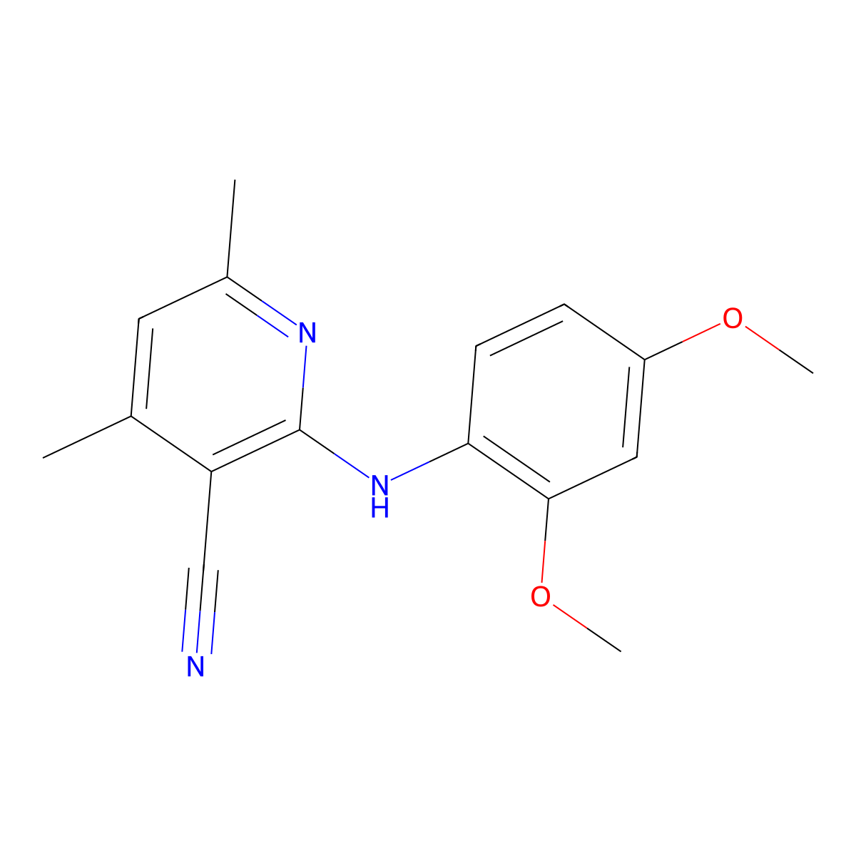 2-[(2,4-Dimethoxyphenyl)amino]-4,6-dimethylnicotinonitrile molecular structure, CAS 636997-40-5