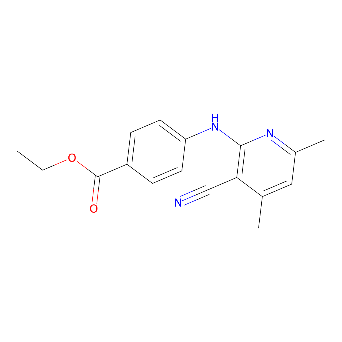 Ethyl 4-((3-cyano-4,6-dimethylpyridin-2-yl)amino)benzoate molecular structure, CAS 636997-44-9