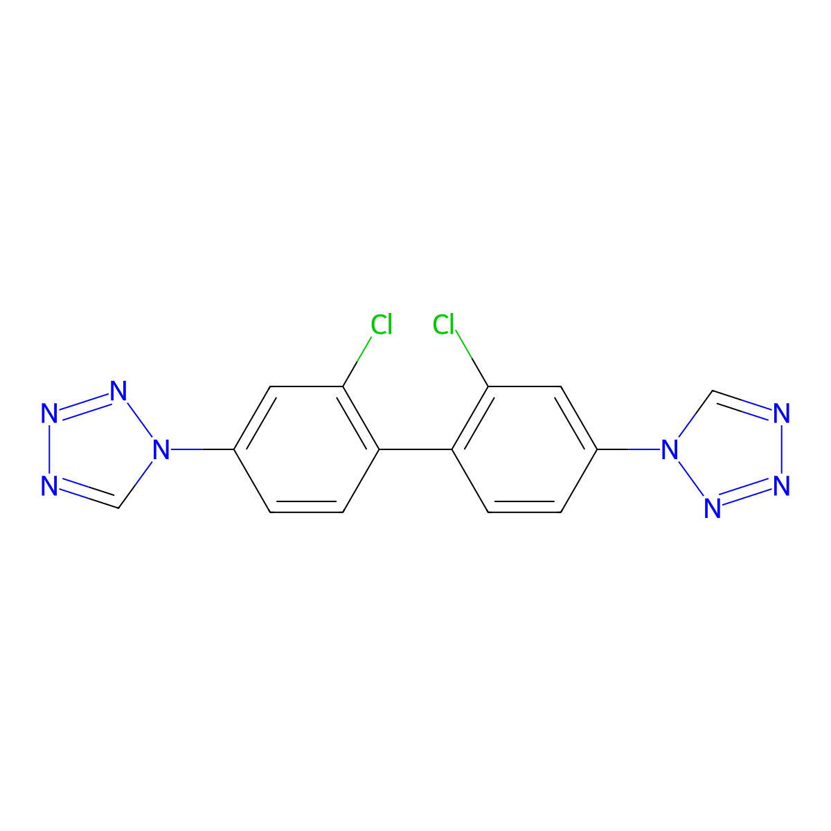 1-[3-Chloro-4-[2-chloro-4-(tetrazol-1-yl)phenyl]phenyl]tetrazole molecular structure, CAS 636997-45-0