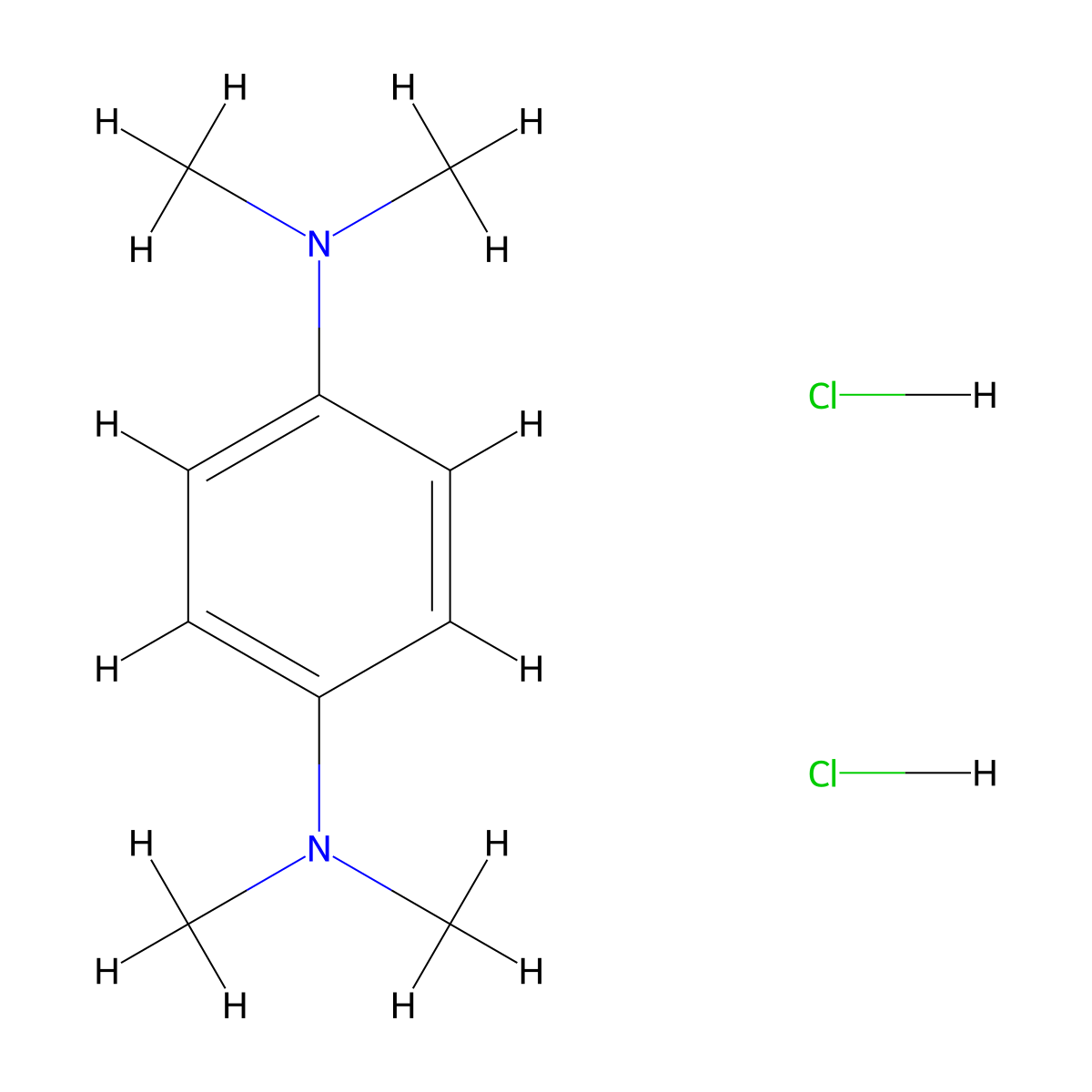 Tetramethyl-p-phenylenediamine dihydrochloride molecular structure, CAS 637-01-4