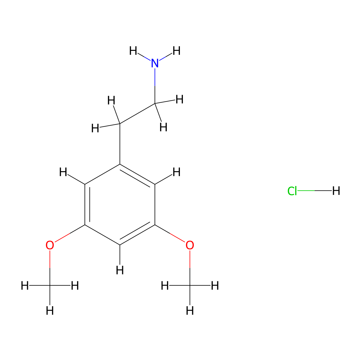 2-(3,5-Dimethoxyphenyl)ethan-1-amine hydrochloride molecular structure, CAS 637-26-3