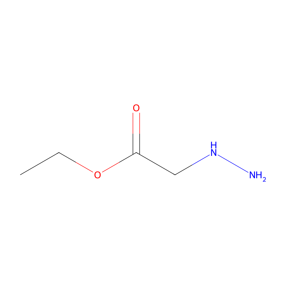Acetic acid, 2-hydrazinyl-, ethyl ester molecular structure, CAS 637-80-9