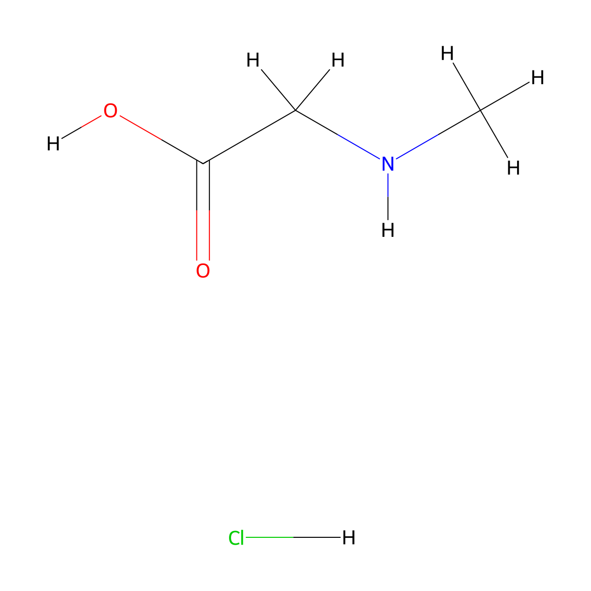 Glycine, N-methyl-, hydrochloride (1:1) molecular structure, CAS 637-96-7