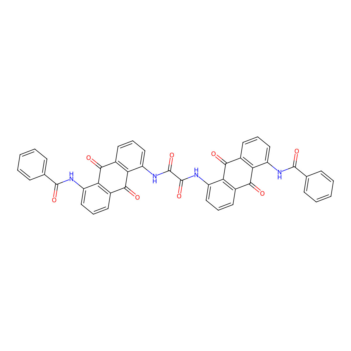 Ethanediamide, N1,N2-bis(5-(benzoylamino)-9,10-dihydro-9,10-dioxo-1-anthracenyl)- molecular structure, CAS 6370-75-8