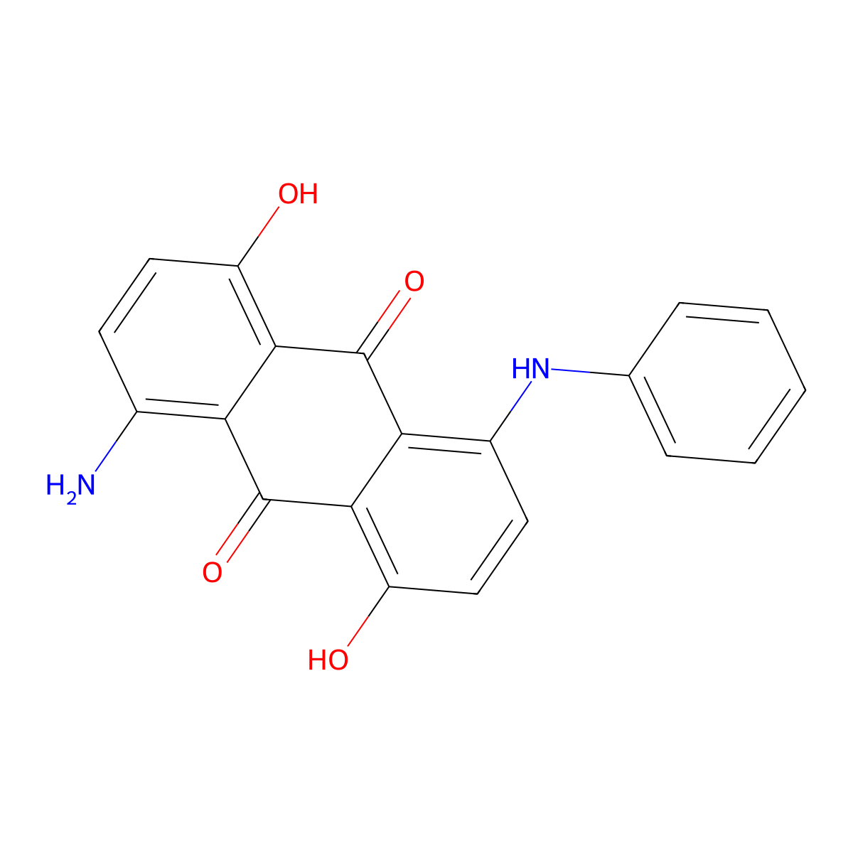 9,10-Anthracenedione, 1-amino-4,8-dihydroxy-5-(phenylamino)- molecular structure, CAS 6370-89-4