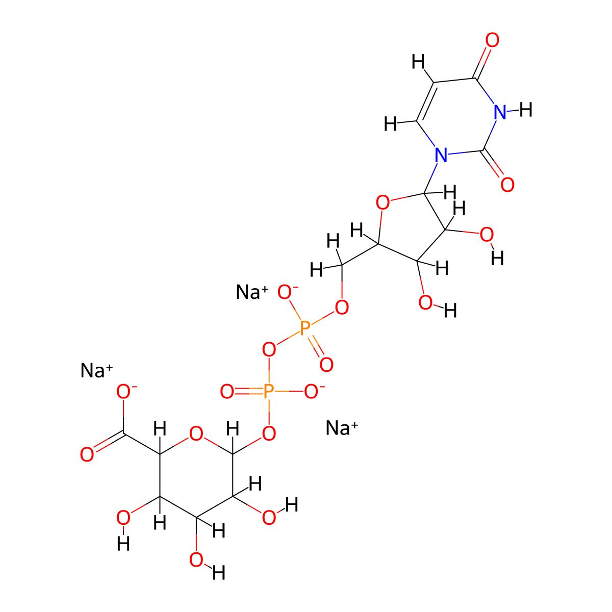Uridine 5'-diphosphoglucuronic acid trisodium salt molecular structure, CAS 63700-19-6