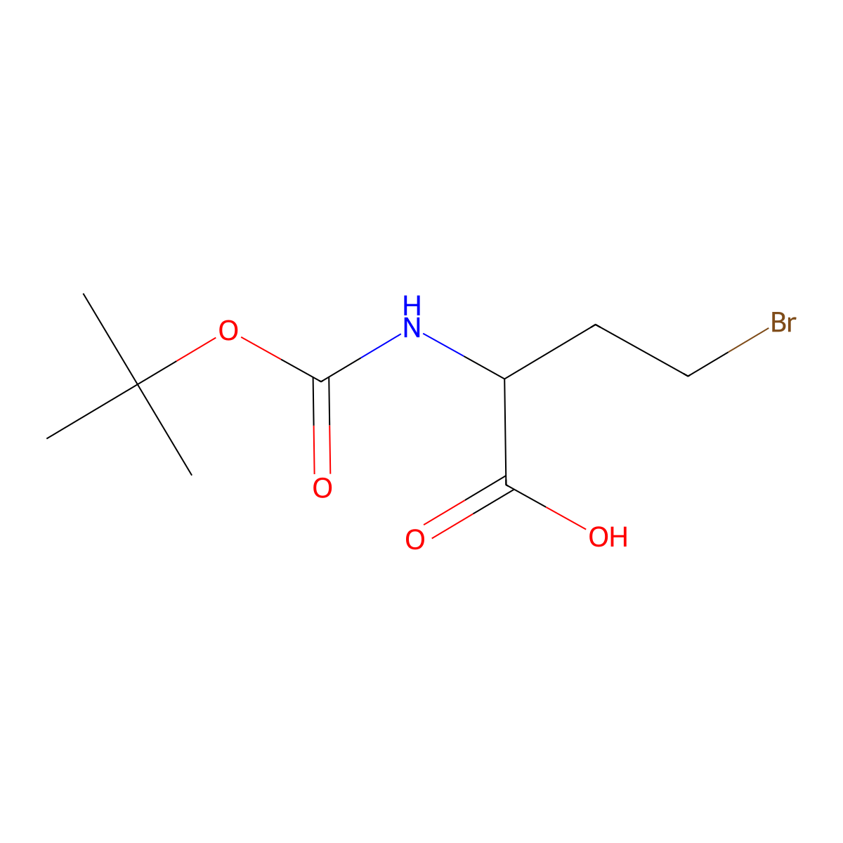 Butanoic acid, 4-bromo-2-[[(1,1-dimethylethoxy)carbonyl]amino]- molecular structure, CAS 637008-54-9