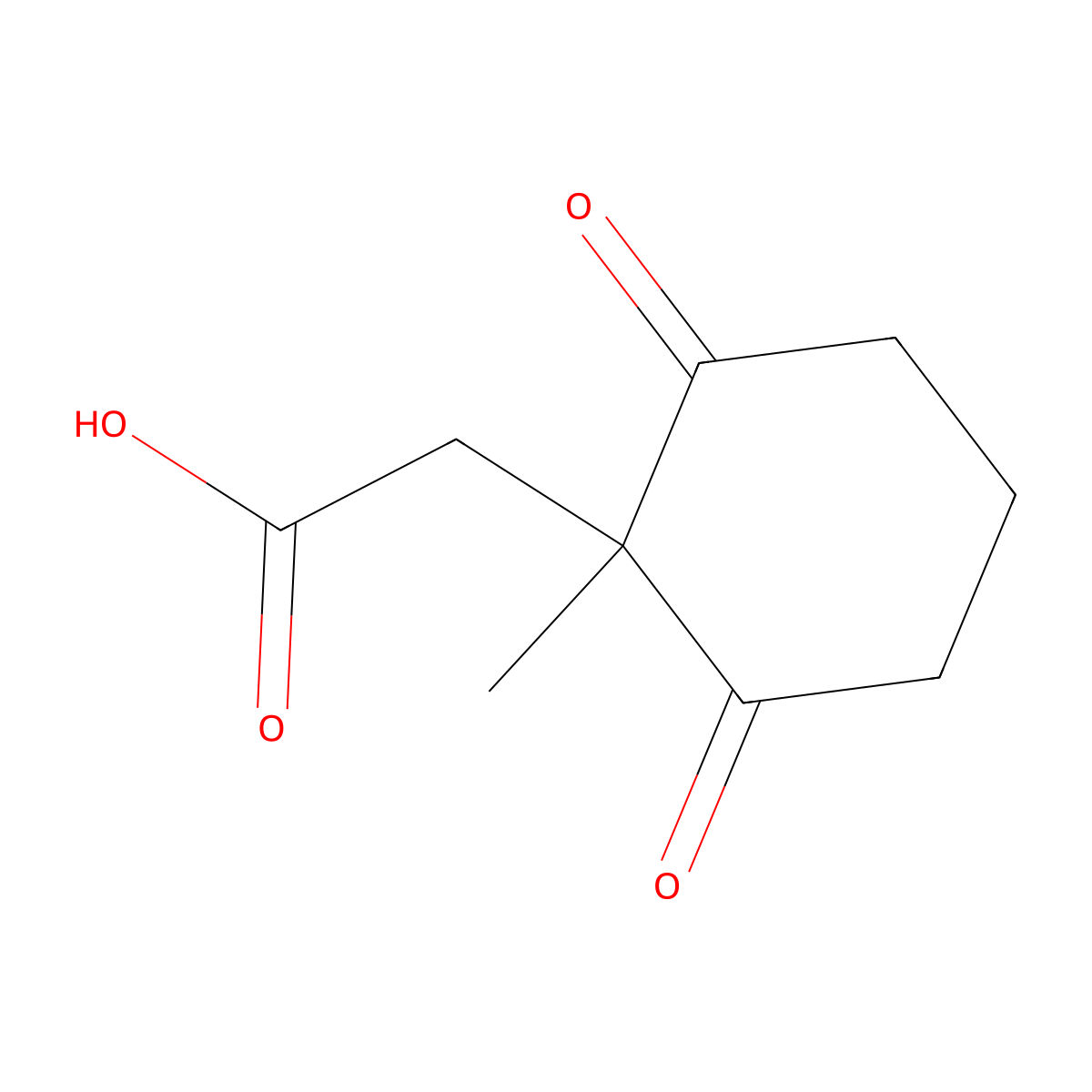 2-(1-Methyl-2,6-dioxocyclohexyl)acetic acid molecular structure, CAS 63702-41-0
