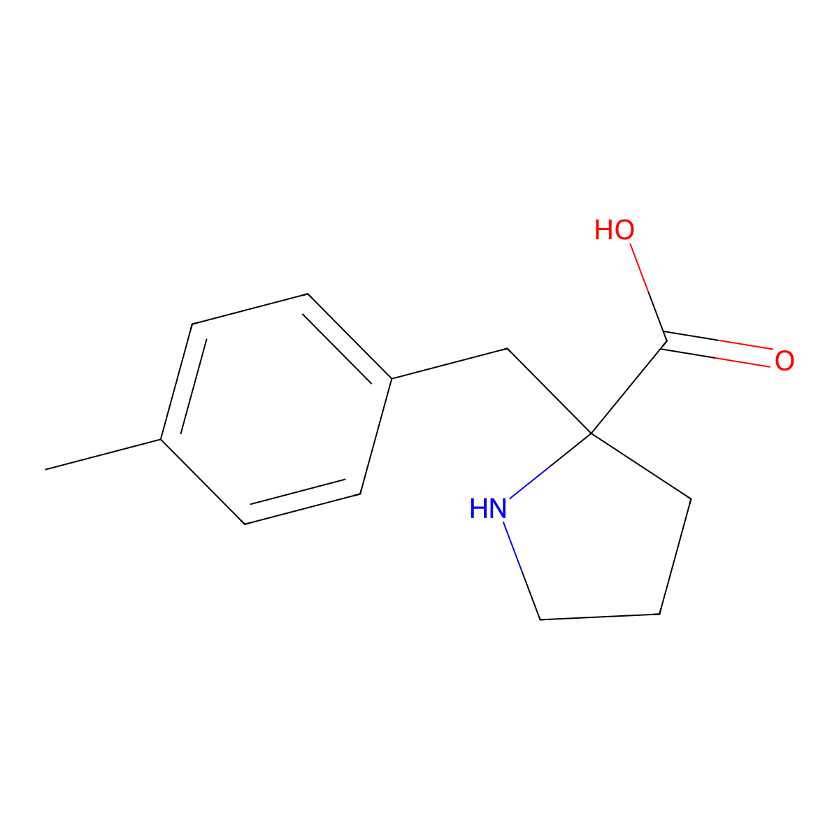 (R)-2-(4-methylbenzyl)pyrrolidine-2-carboxylic acid molecular structure, CAS 637020-62-3