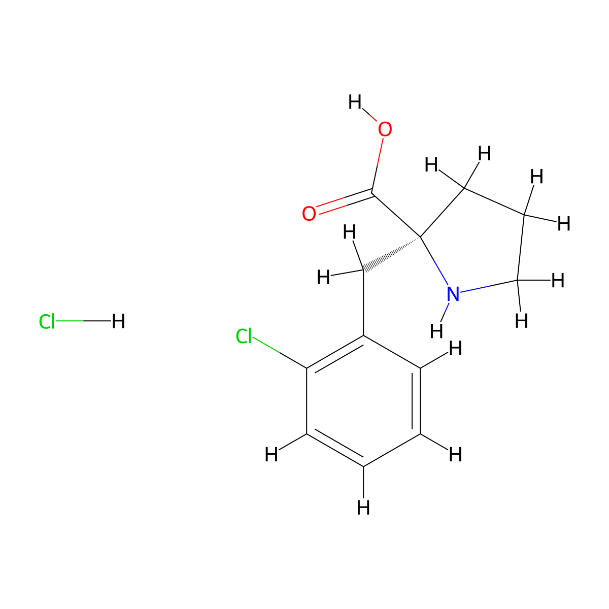 (S)-2-(2-Chlorobenzyl)pyrrolidine-2-carboxylic acid hydrochloride molecular structure, CAS 637020-76-9