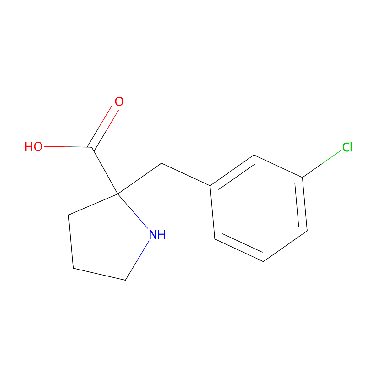 2-[(3-Chlorophenyl)methyl]proline molecular structure, CAS 637020-78-1
