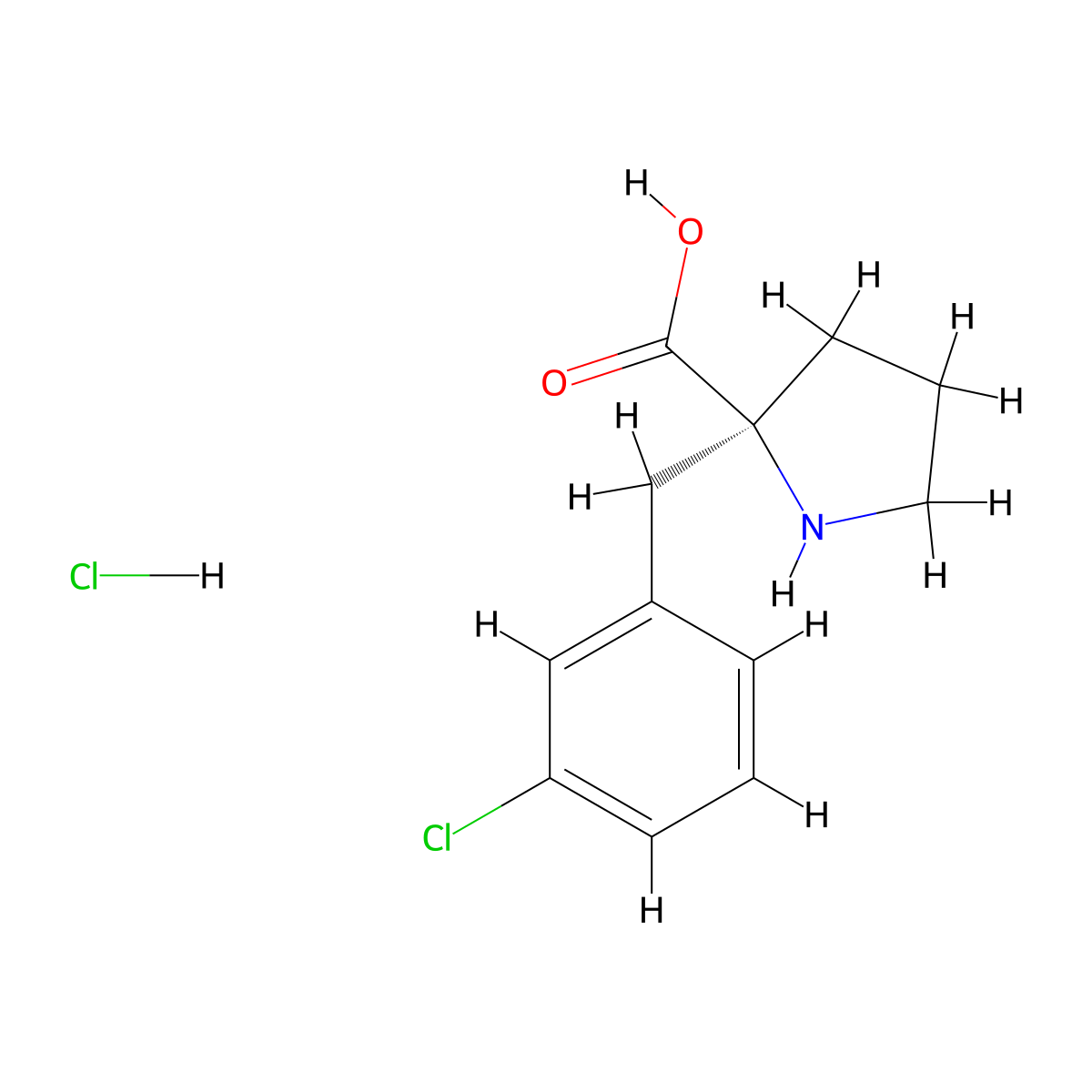 (S)-2-(3-Chlorobenzyl)pyrrolidine-2-carboxylic acid hydrochloride molecular structure, CAS 637020-82-7