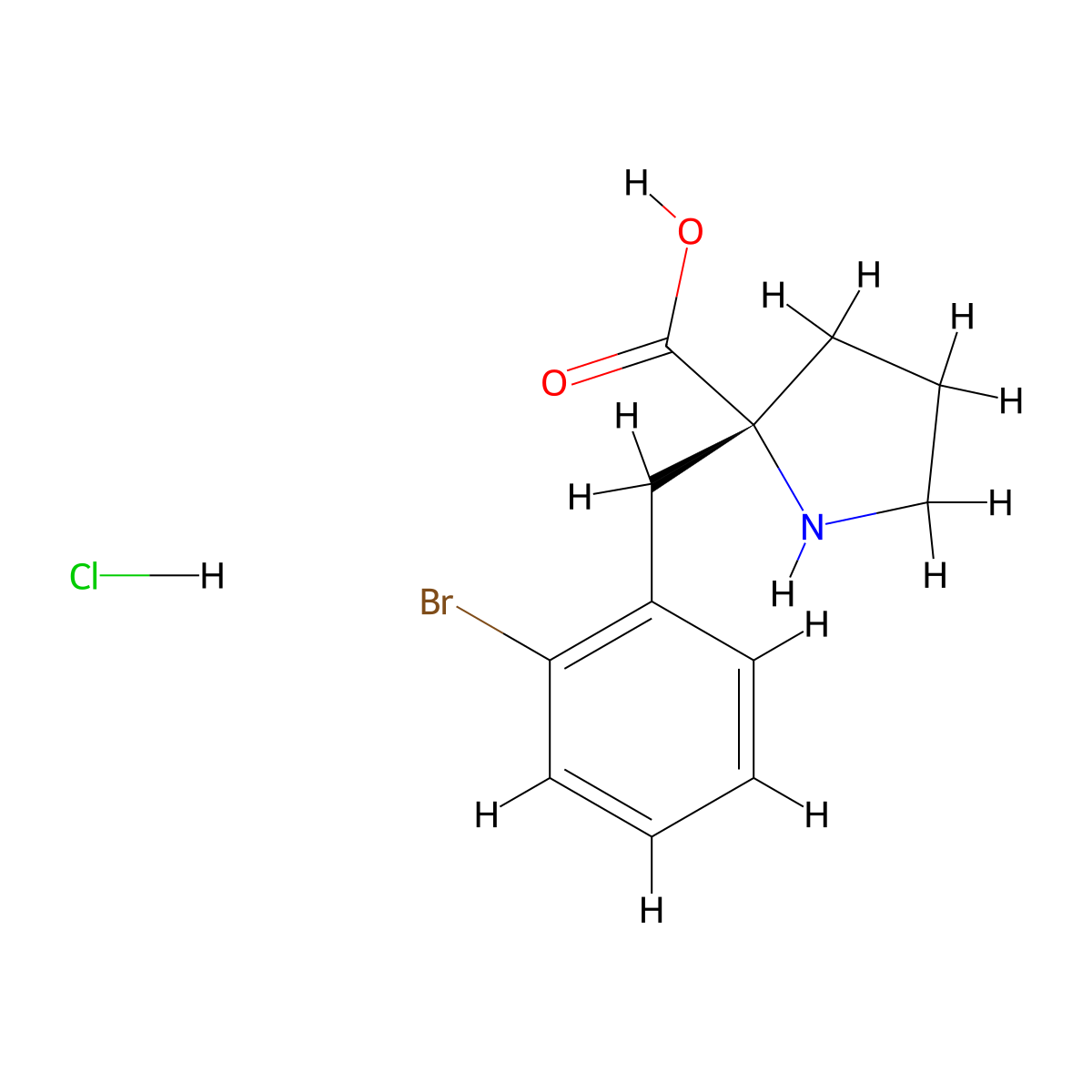 (R)-2-(2-Bromobenzyl)pyrrolidine-2-carboxylic acid hydrochloride molecular structure, CAS 637020-86-1