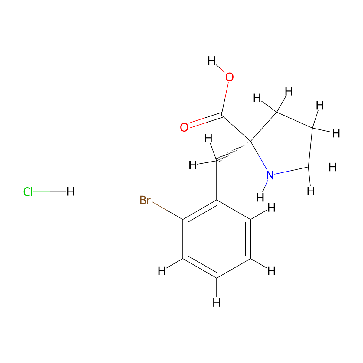 (S)-2-(2-Bromobenzyl)pyrrolidine-2-carboxylic acid hydrochloride molecular structure, CAS 637020-88-3