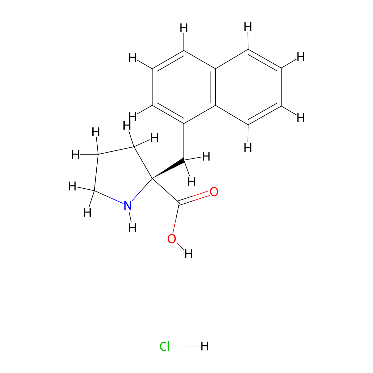 (R)-alpha-(1-Naphthalenylmethyl)proline HCl molecular structure, CAS 637020-99-6