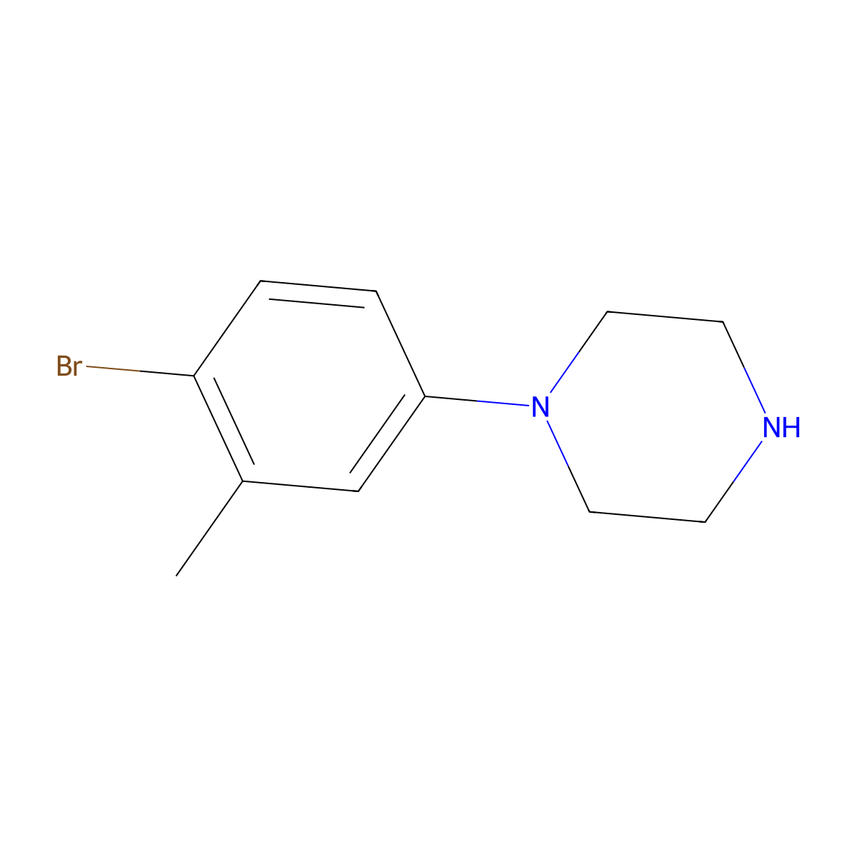 1-(4-Bromo-3-methylphenyl)piperazine molecular structure, CAS 637022-50-5