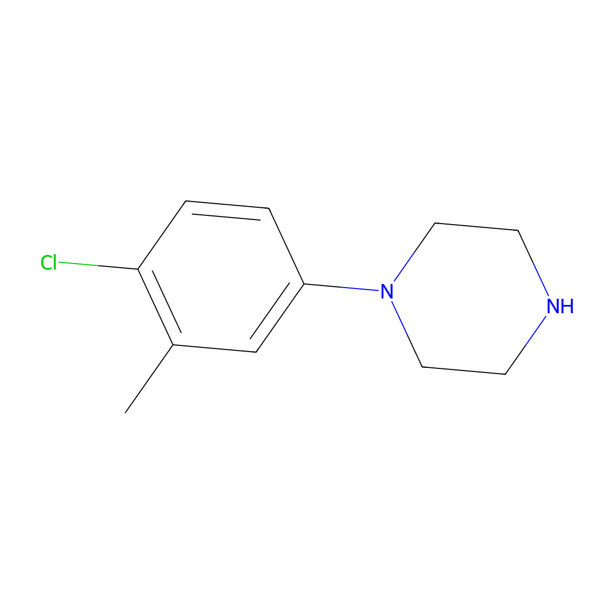 1-(4-Chloro-3-methylphenyl)piperazine molecular structure, CAS 637022-55-0