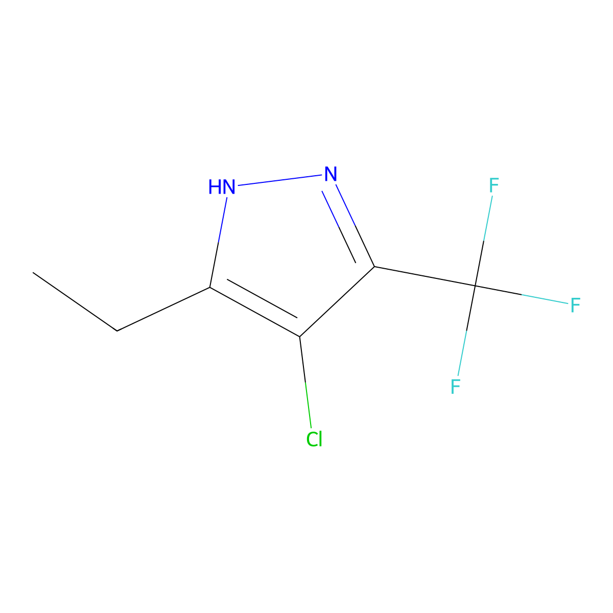 4-Chloro-3-ethyl-5-(trifluoromethyl)-1H-Pyrazole molecular structure, CAS 637022-66-3
