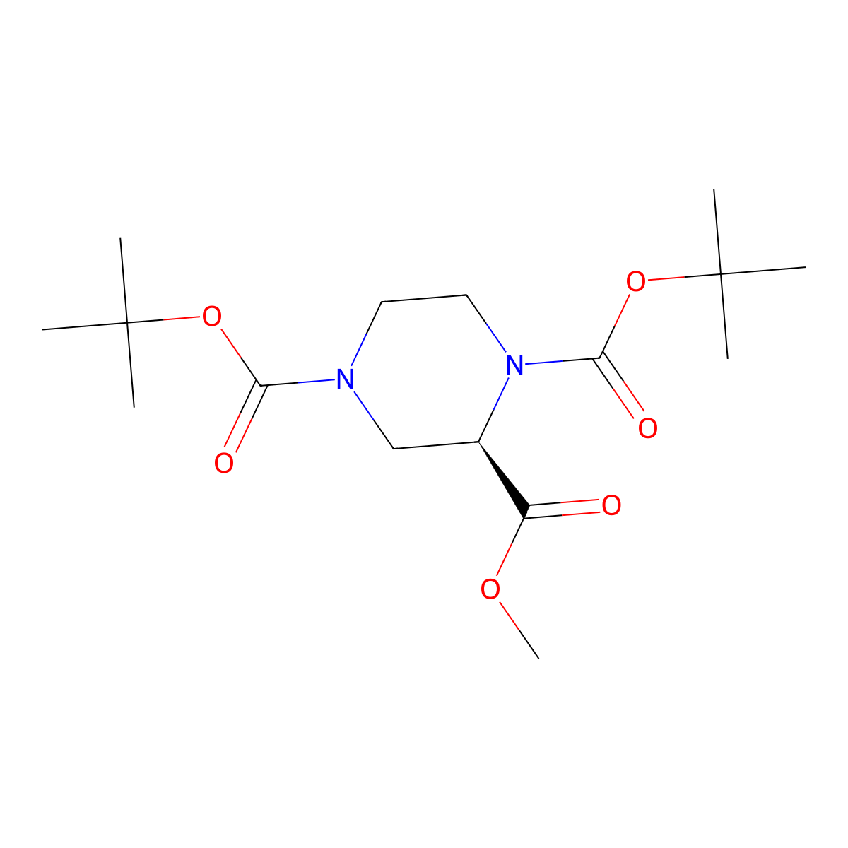 (R)-1,4-Di-tert-butyl 2-methyl piperazine-1,2,4-tricarboxylate molecular structure, CAS 637027-24-8
