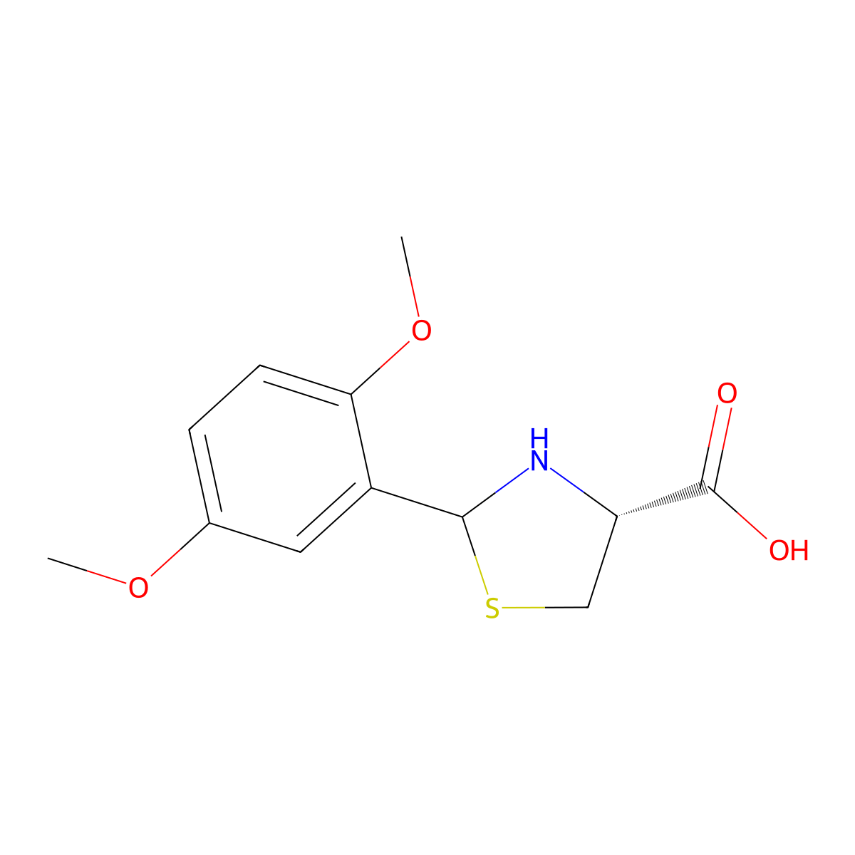 (R)-2-(2,5-Dimethoxyphenyl)thiazolidine-4-carboxylic acid molecular structure, CAS 637032-01-0