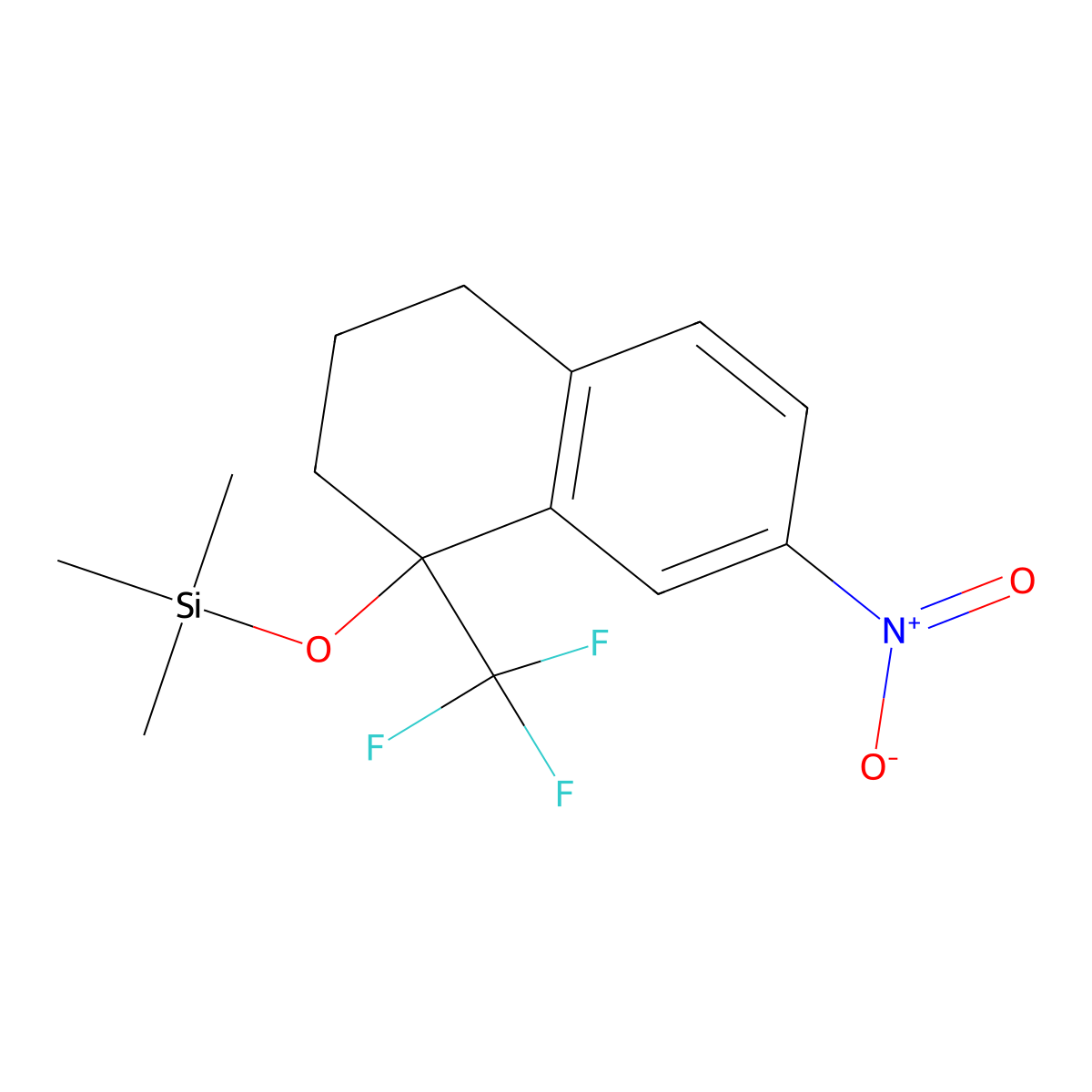 Trimethyl[[7-nitro-1-(trifluoromethyl)-1,2,3,4-tetrahydronaphthalen-1-YL]oxy]silane molecular structure, CAS 637036-89-6