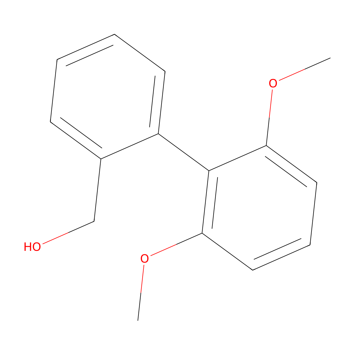 (2',6'-Dimethoxy-[1,1'-biphenyl]-2-yl)methanol molecular structure, CAS 637037-00-4