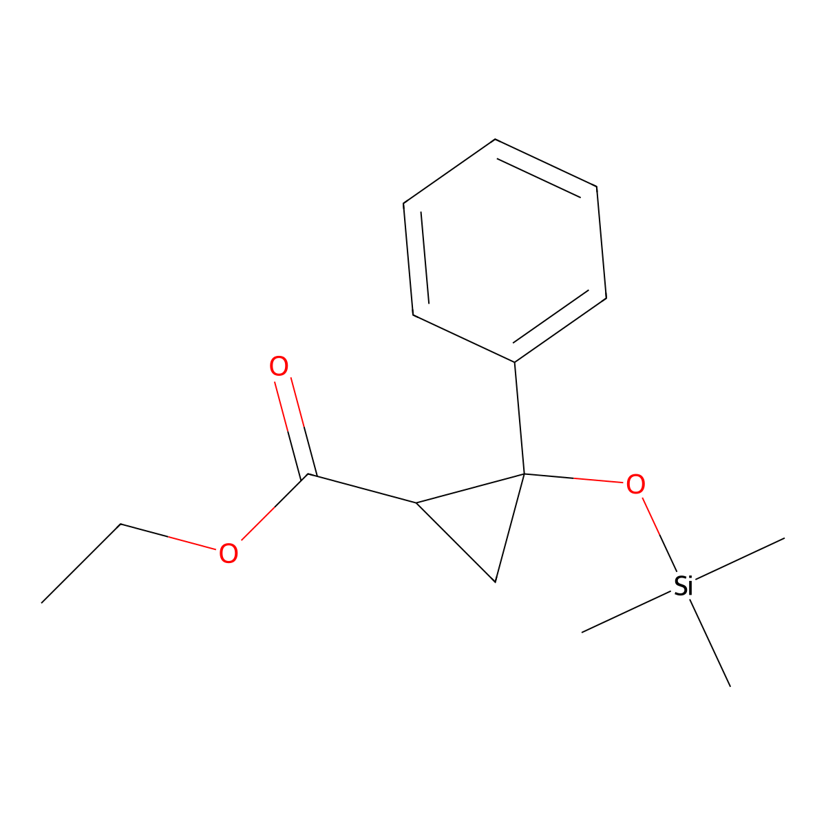 Ethyl 2-phenyl-2-[(trimethylsilyl)oxy]cyclopropane-1-carboxylate molecular structure, CAS 637041-06-6