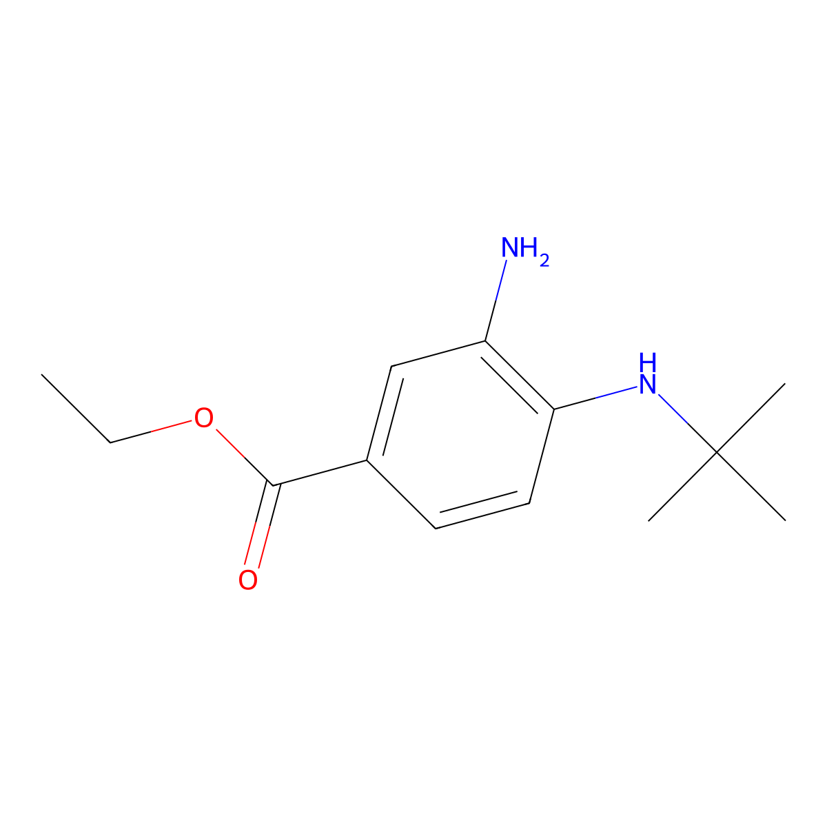 Ethyl 3-amino-4-(tert-butylamino)benzoate molecular structure, CAS 637041-67-9