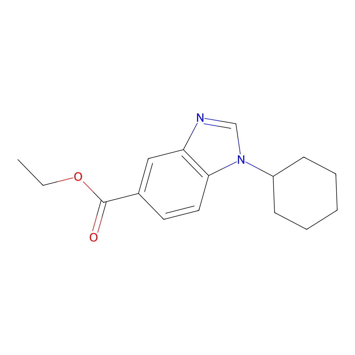 Ethyl 1-cyclohexyl-1,3-benzodiazole-5-carboxylate molecular structure, CAS 637041-83-9