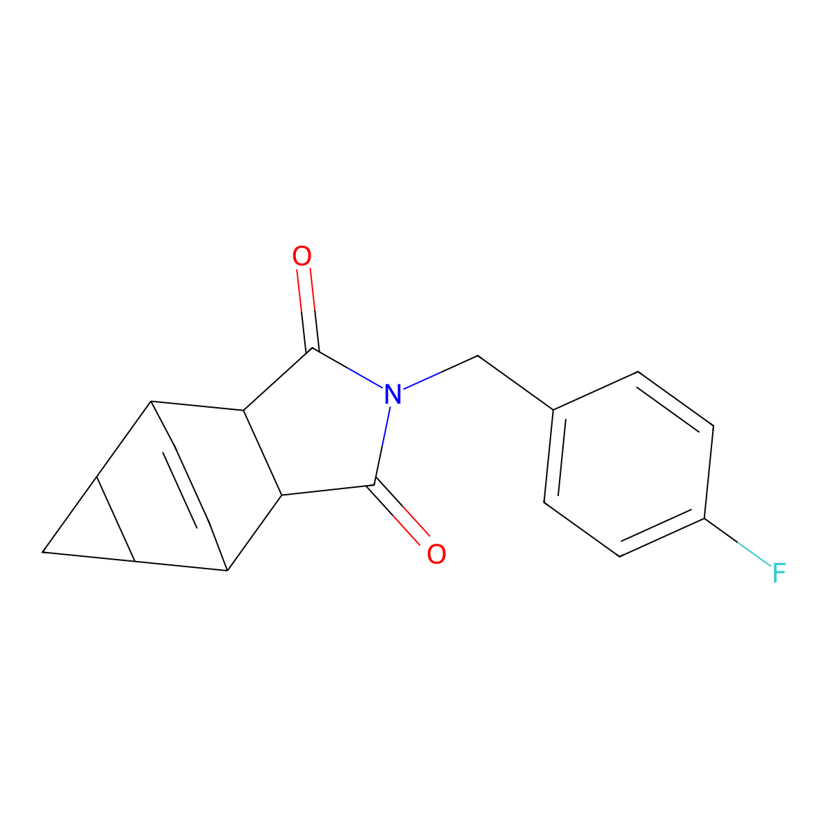 2-(4-fluorobenzyl)hexahydro-4,6-ethenocyclopropa[f]isoindole-1,3(2H,3aH)-dione molecular structure, CAS 6371-48-8