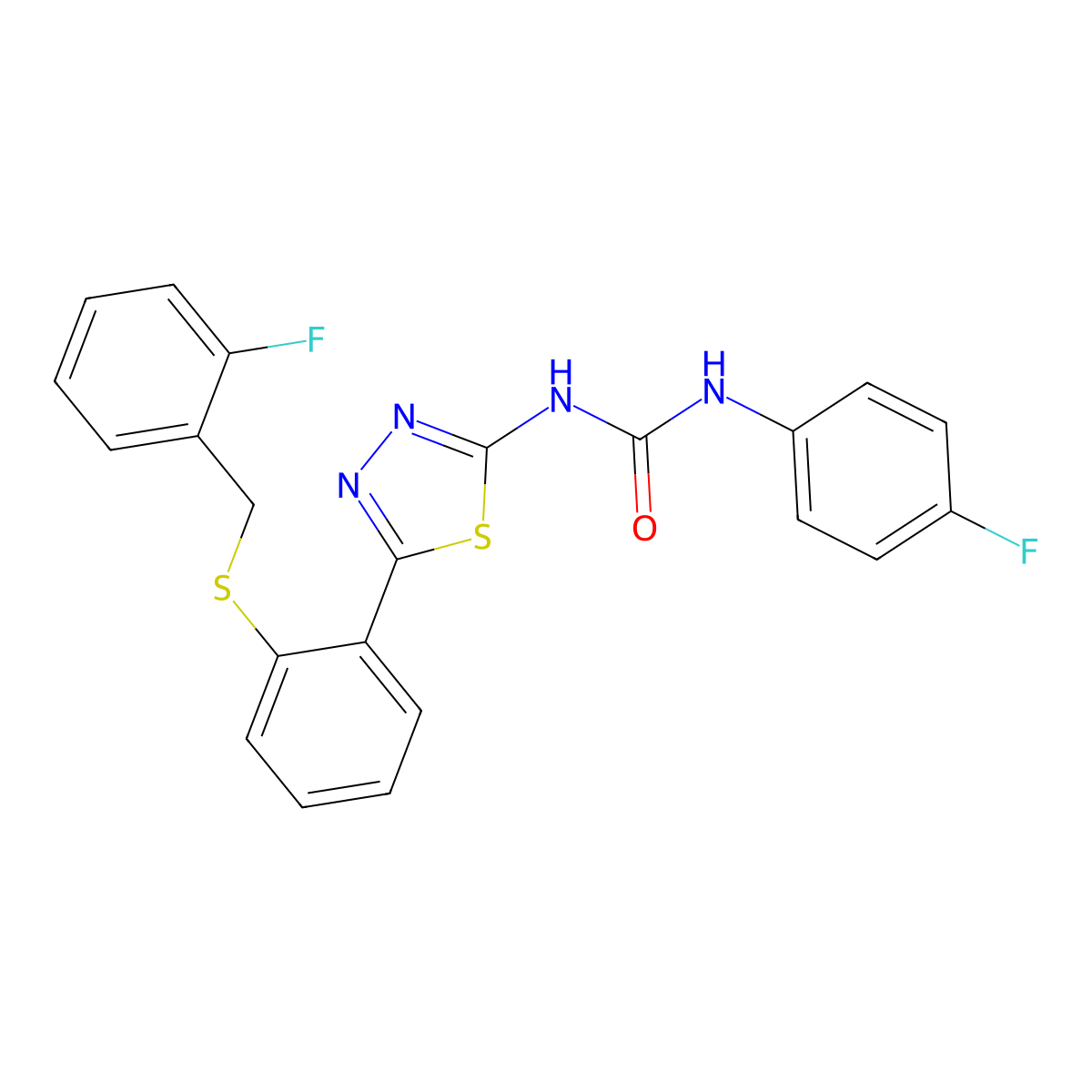 1-(5-{2-[(2-Fluorobenzyl)sulfanyl]phenyl}-1,3,4-thiadiazol-2-yl)-3-(4-fluorophenyl)urea molecular structure, CAS 6371-69-3