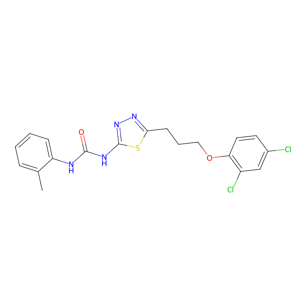 1-[5-[3-(2,4-Dichlorophenoxy)propyl]-1,3,4-thiadiazol-2-yl]-3-(2-methylphenyl)urea molecular structure, CAS 6371-70-6