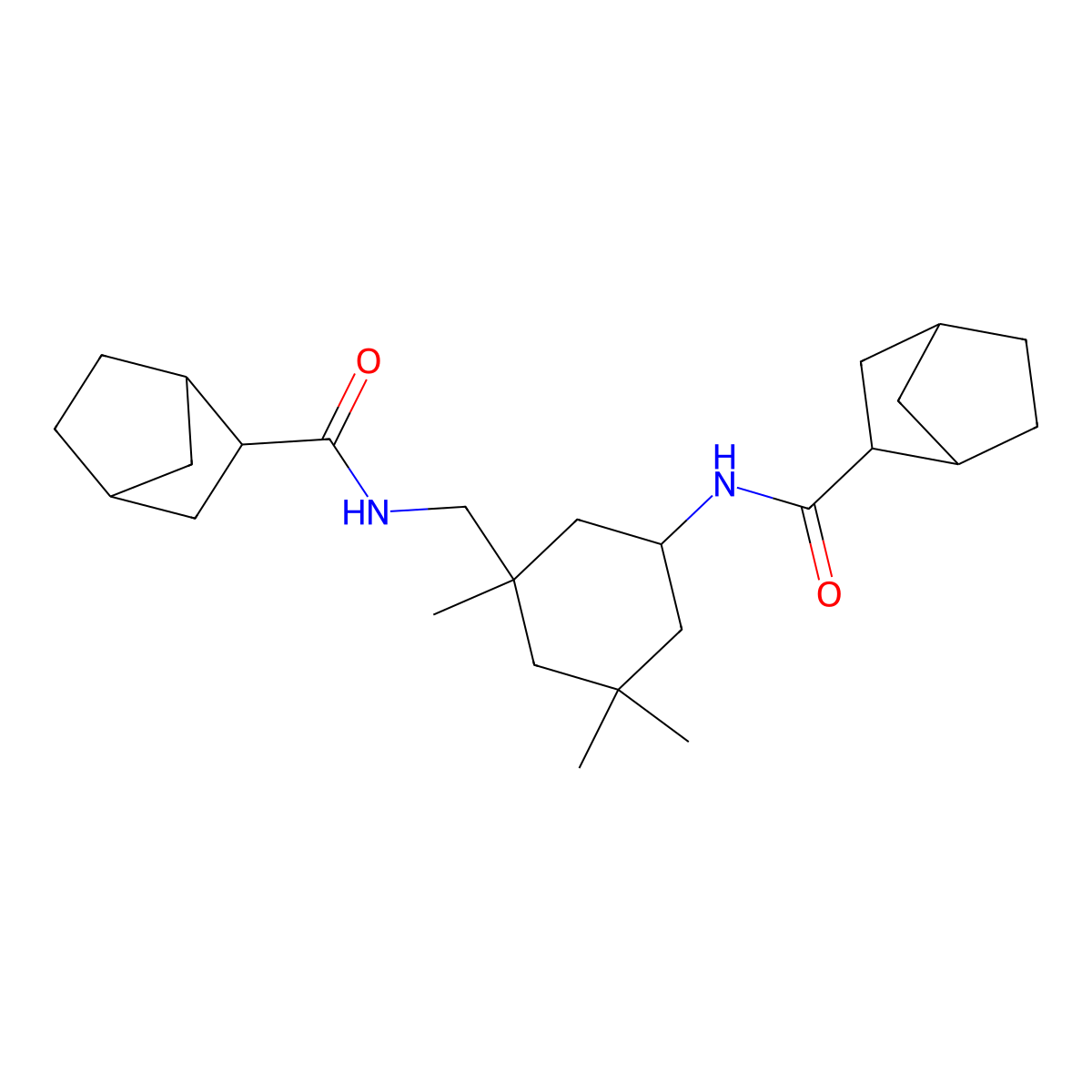 Bicyclo[2.2.1]heptane-2-carboxamide, N-[3-(bicyclo[2.2.1]heptan-2-ylcarbonylamino)-1,5,5-trimethylcyclohexylmethyl]- molecular structure, CAS 6371-74-0