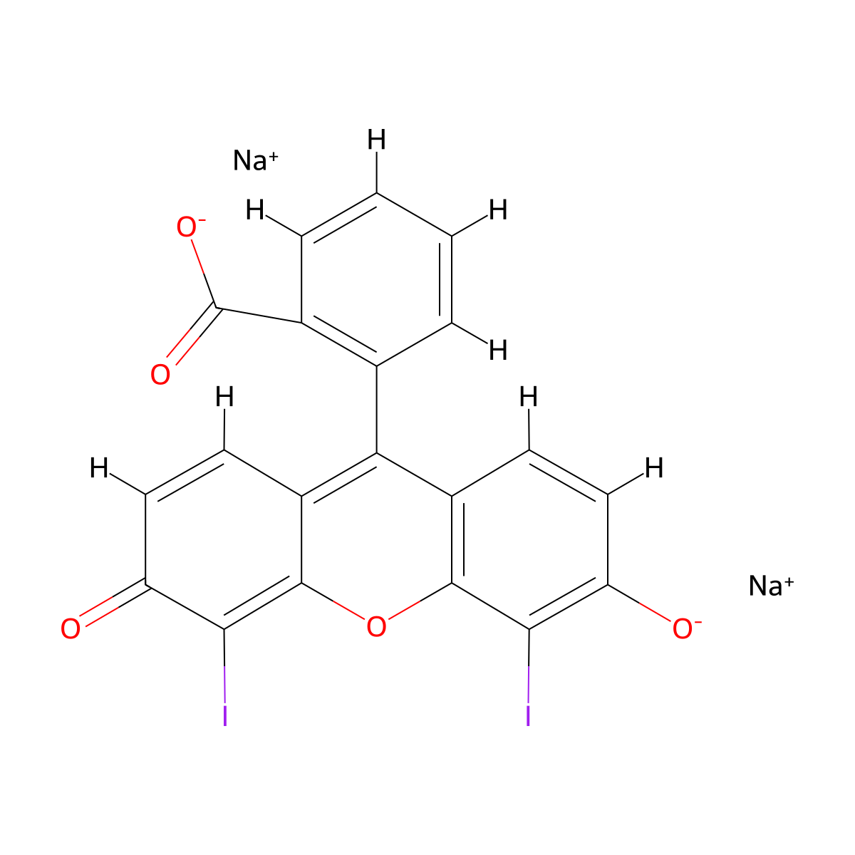 Disodium 4',5'-diiodofluorescein molecular structure, CAS 6371-82-0