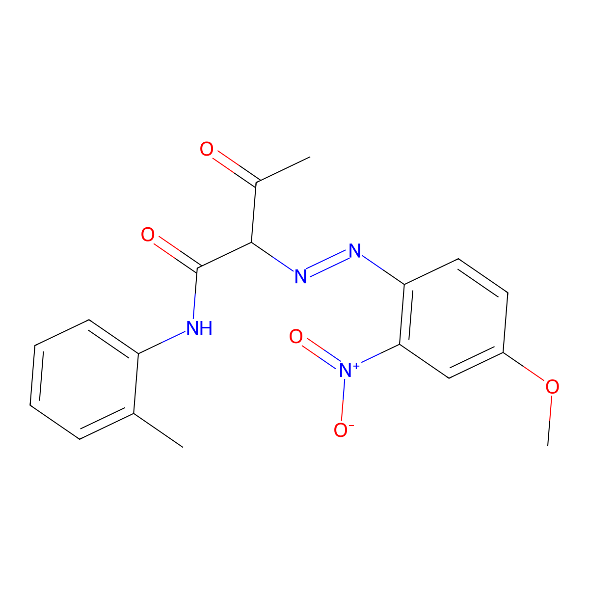 Butanamide, 2-[2-(4-methoxy-2-nitrophenyl)diazenyl]-N-(2-methylphenyl)-3-oxo- molecular structure, CAS 6371-96-6