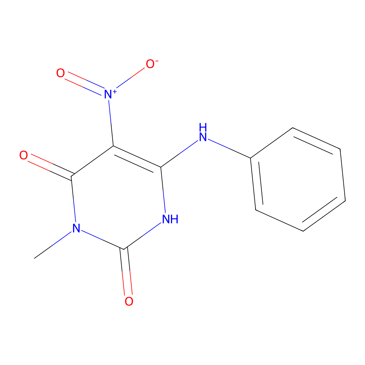 6-anilino-5-nitro-3-methyl-2,4(1H,3H)-pyrimidinedione molecular structure, CAS 63711-21-7