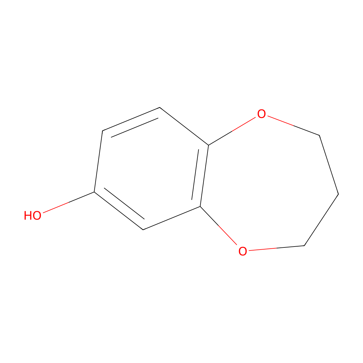 3,4-dihydro-2H-1,5-benzodioxepin-7-ol molecular structure, CAS 63712-27-6