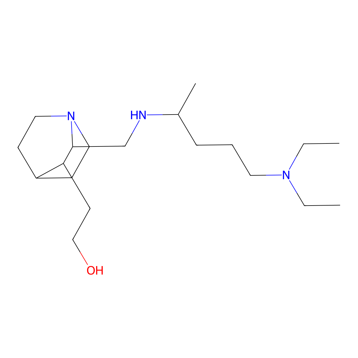 3-Quinuclidineethanol, 2-(((4-diethylamino-1-methyl)butyl)aminomethyl)- molecular structure, CAS 63716-82-5