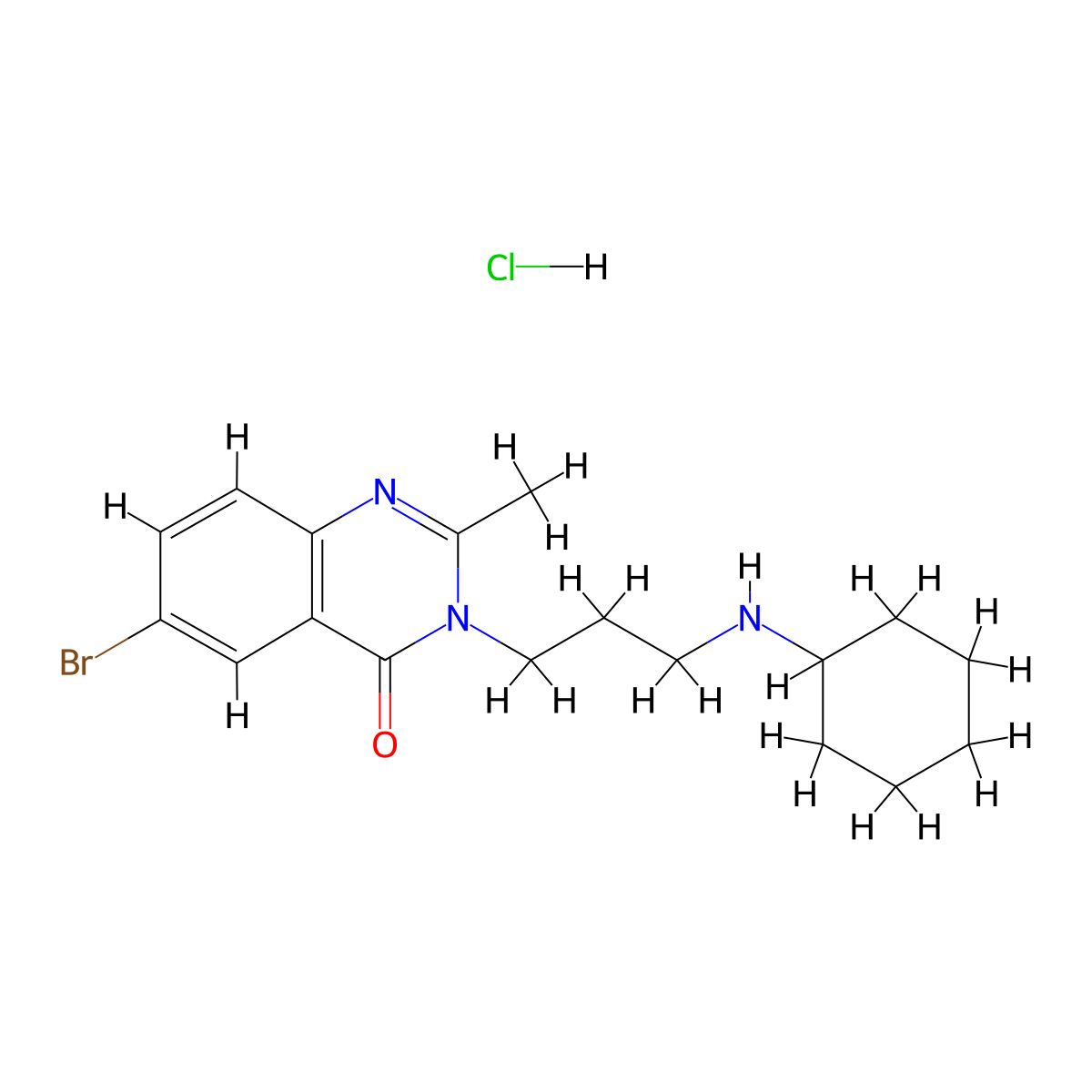 4(3H)-Quinazolinone, 6-bromo-3-(3-(cyclohexylamino)propyl)-2-methyl-, hydrochloride molecular structure, CAS 63717-03-3