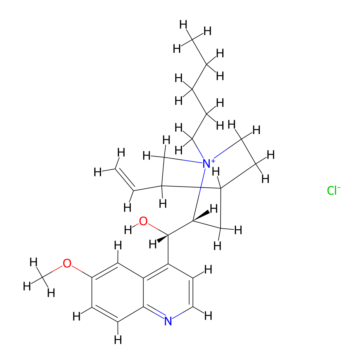 9-Hydroxy-6'-methoxy-1-pentylcinchonan-1-ium chloride molecular structure, CAS 63717-05-5