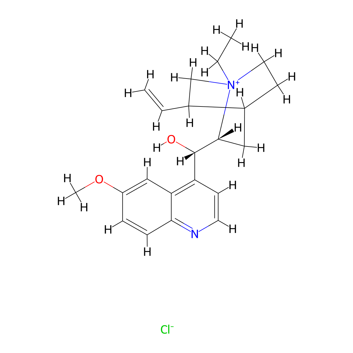 Quinine, ethochloride molecular structure, CAS 63717-07-7