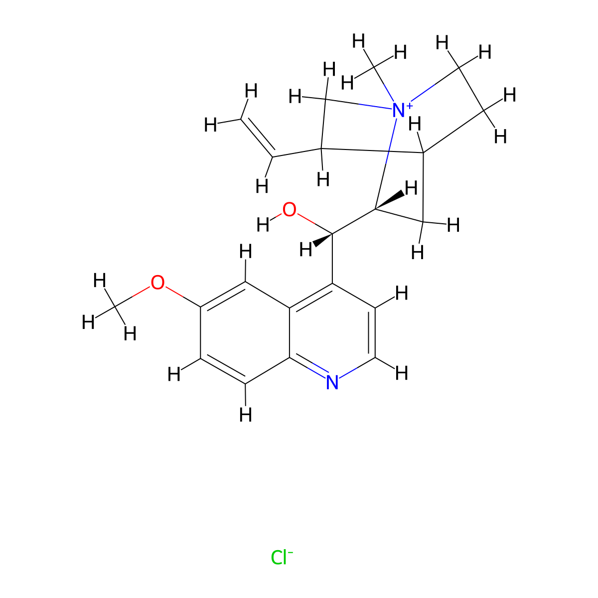 9-Hydroxy-6'-methoxy-1-methylcinchonan-1-ium chloride molecular structure, CAS 63717-11-3