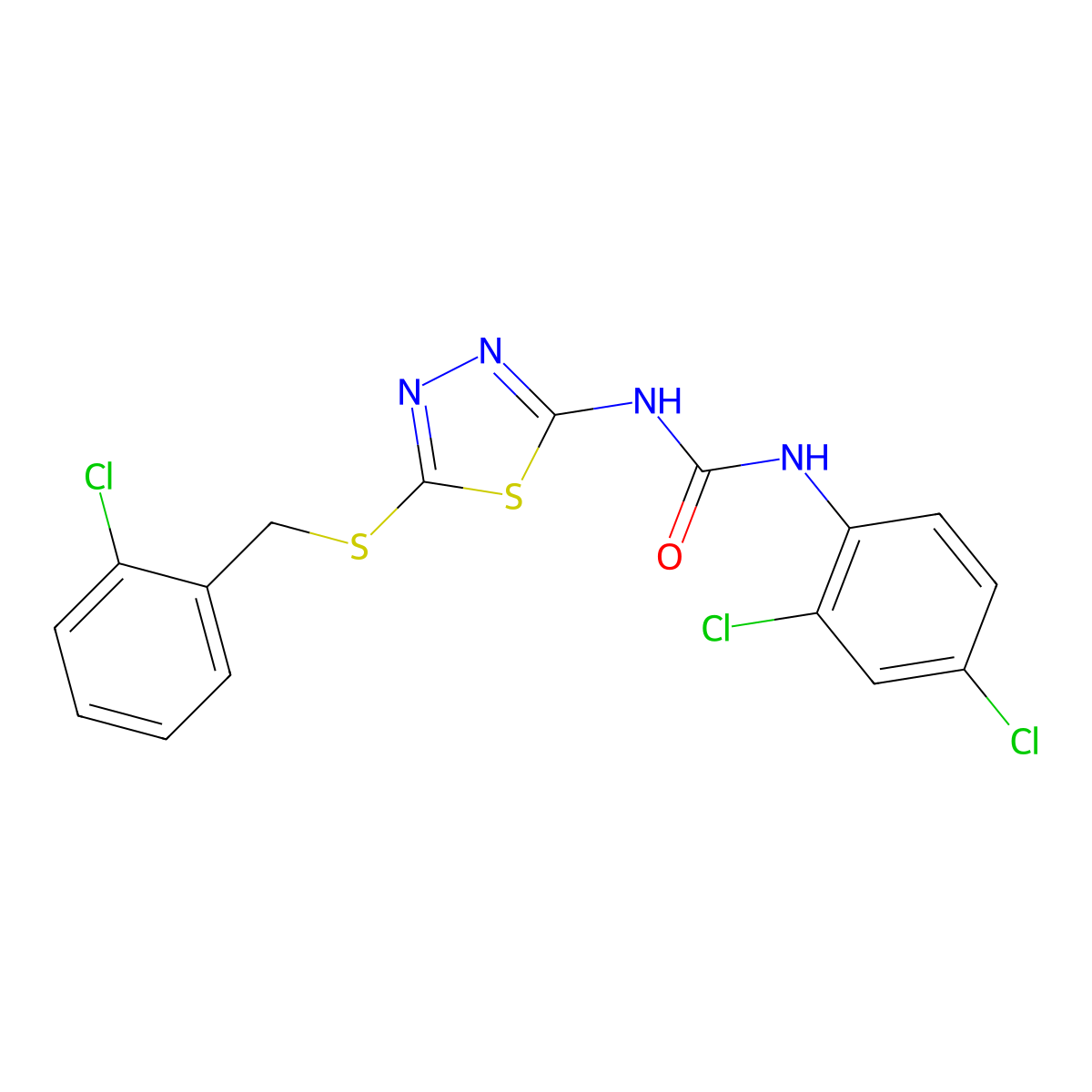 1-{5-[(2-Chlorobenzyl)sulfanyl]-1,3,4-thiadiazol-2-yl}-3-(2,4-dichlorophenyl)urea molecular structure, CAS 6372-28-7