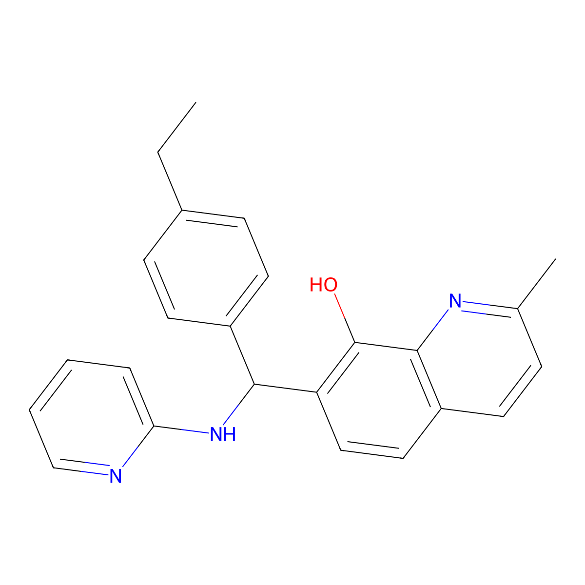 7-[(4-Ethylphenyl)-(pyridin-2-ylamino)methyl]-2-methylquinolin-8-ol molecular structure, CAS 6372-37-8