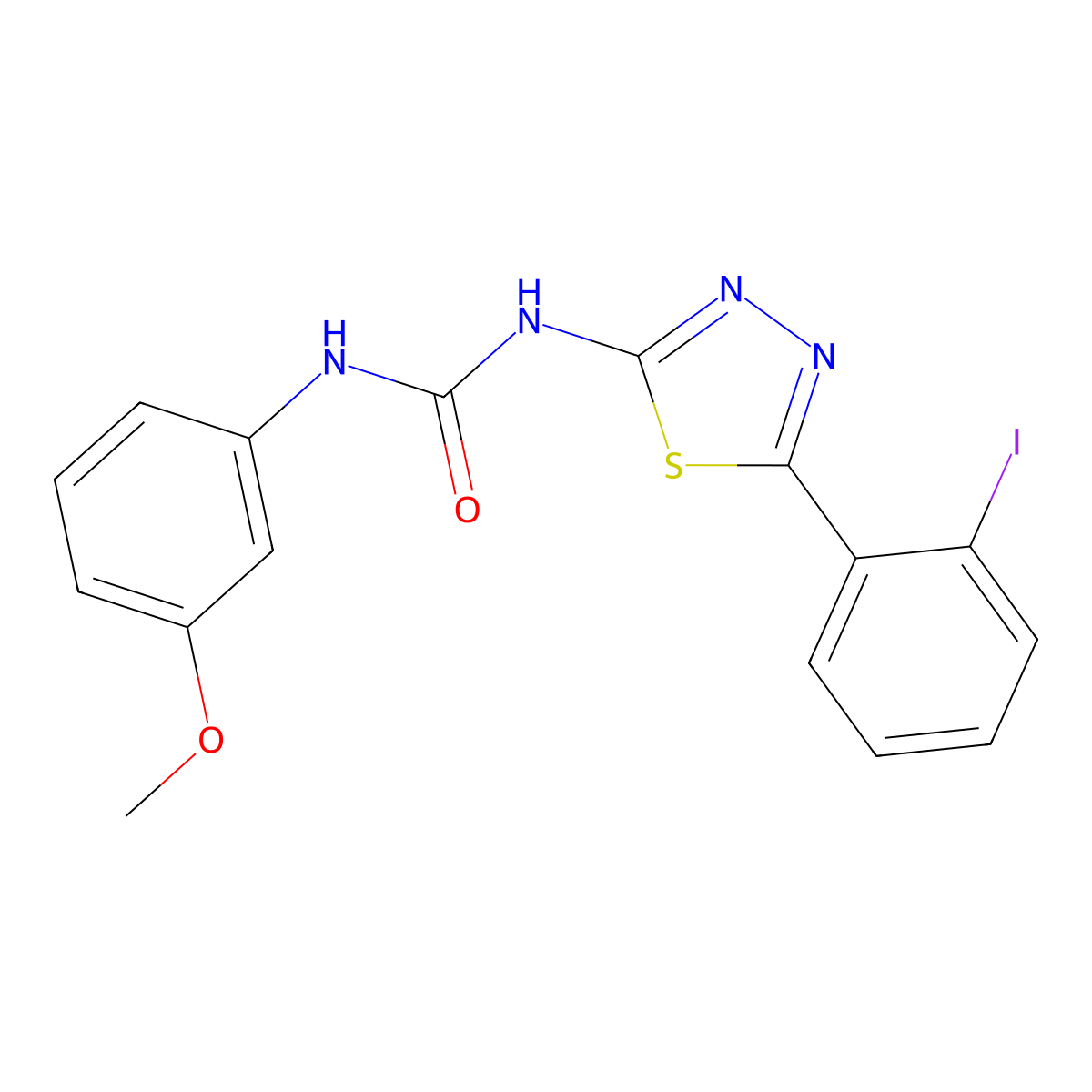 1-[5-(2-Iodophenyl)-1,3,4-thiadiazol-2-yl]-3-(3-methoxyphenyl)urea molecular structure, CAS 6372-47-0