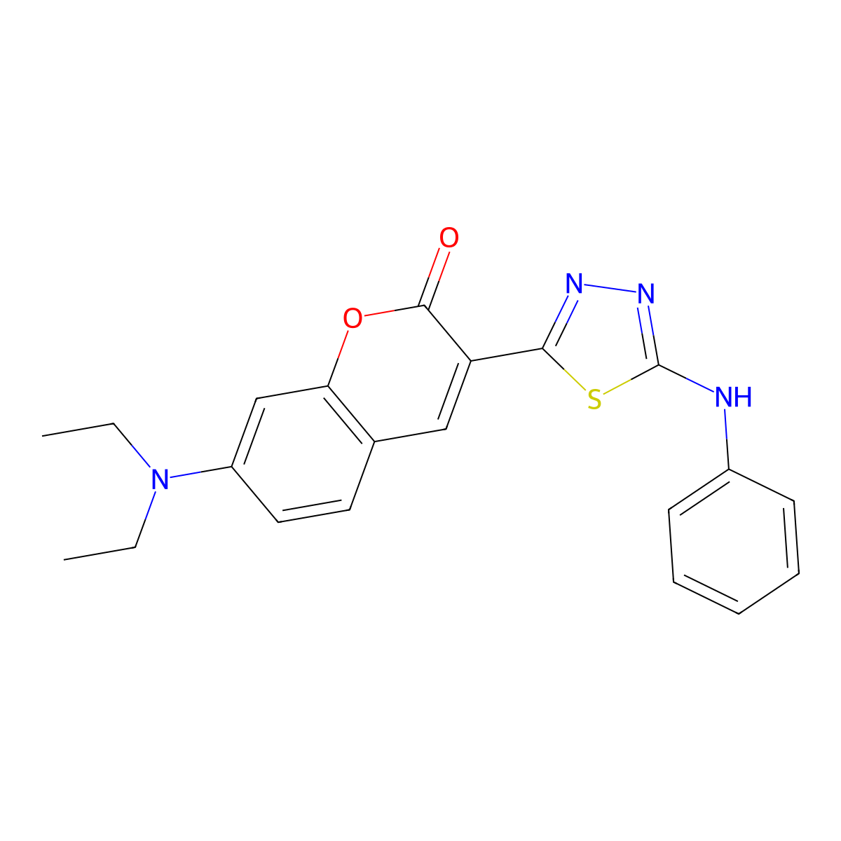 3-(5-Anilino-1,3,4-thiadiazol-2-yl)-7-(diethylamino)chromen-2-one molecular structure, CAS 63723-38-6