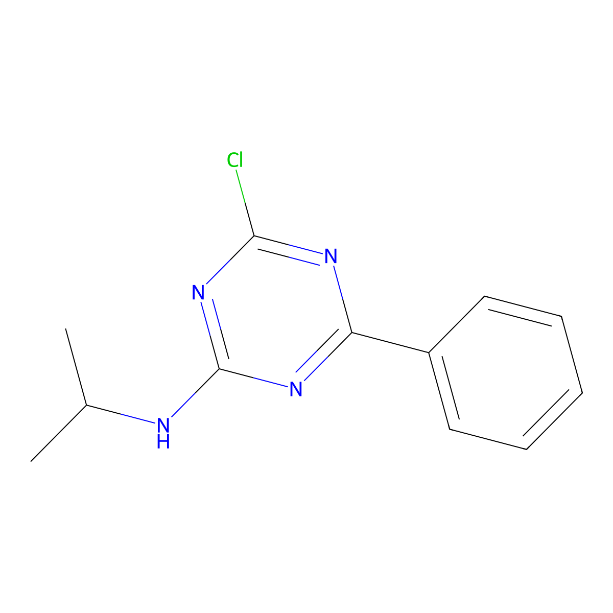 4-chloro-N-isopropyl-6-phenyl-1,3,5-triazin-2-amine molecular structure, CAS 63723-48-8